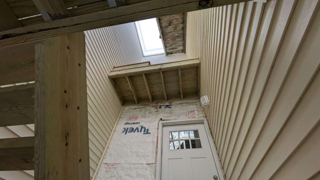 Salt water damages flashing on door