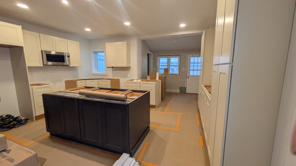 Kitchen Cabinets prepared for counter top