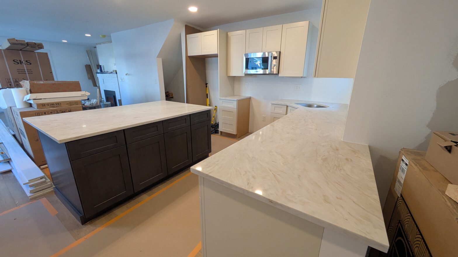 Kitchen counter top installed